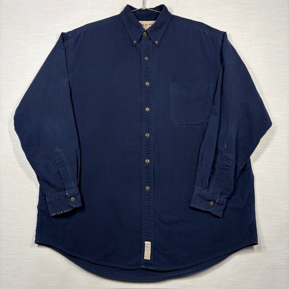 Abercrombie &‎ Fitch Chamois Shirt Mens L Blue Flannel The Original Distressed